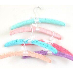 Satin Rainbow 6 Pk Padded Lingerie Pink Blue Purple Hangers 15" NEW